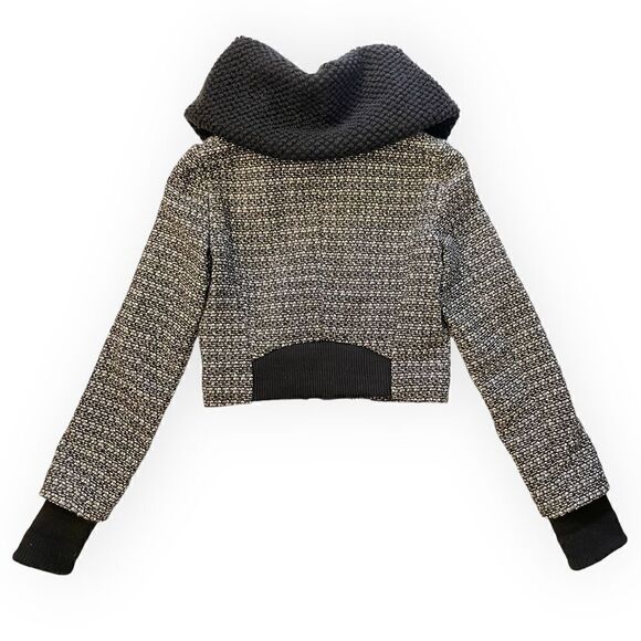 PLASTIC ISLAND Lambswool Blend Cropped Jacket & Emphasized Oversized Collar |S| - Picture 5 of 9